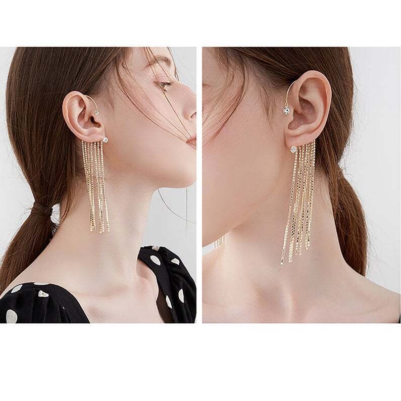 Jewelry Tassel With Diamond Earrings Ladies Back Hanging Earrings Earrings 