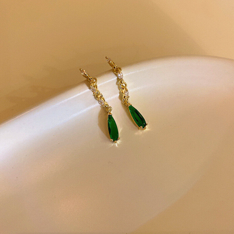 925 Silver Post Vintage Geometric Emerald Earrings Collection
