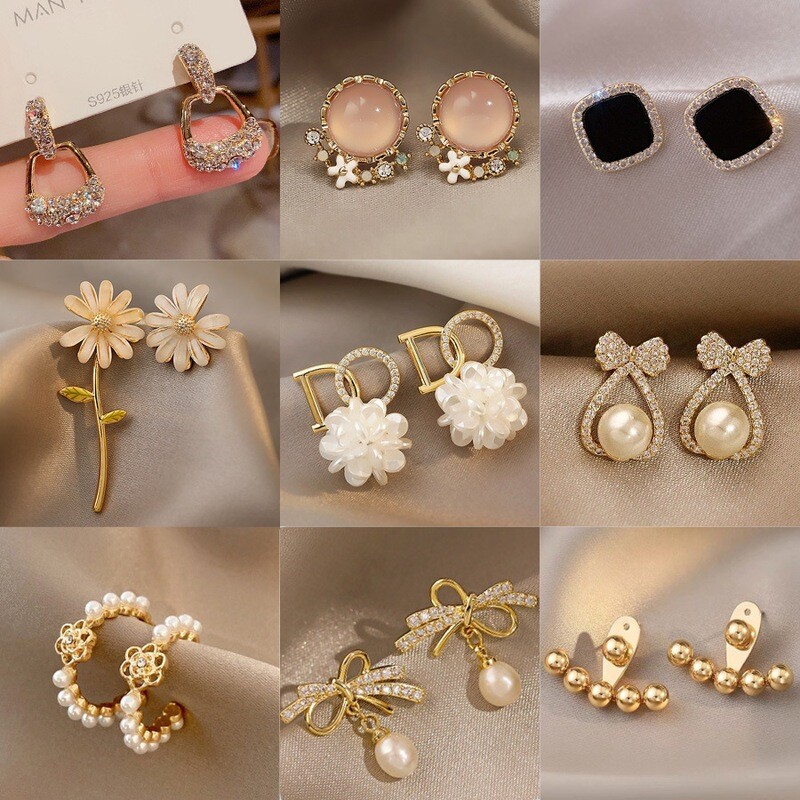 micro diamond flower earrings