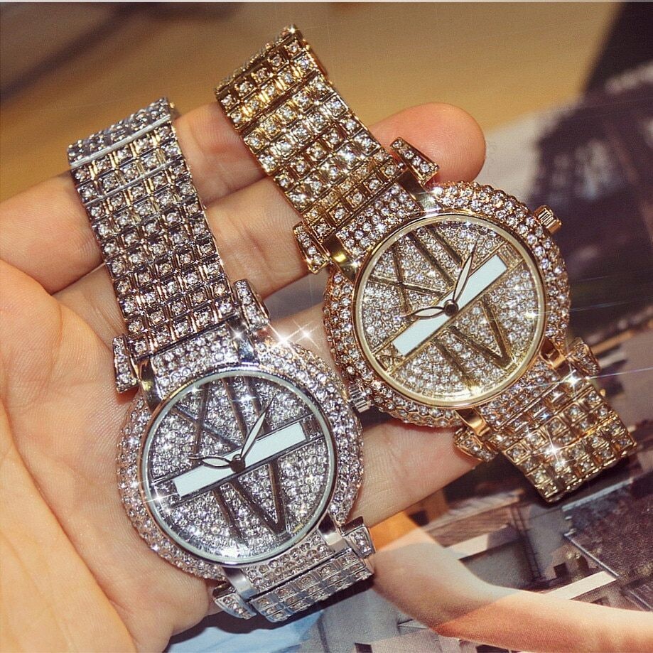 Luxury Diamond  Watches Stainless Steel Bracelet Design Quartz 
