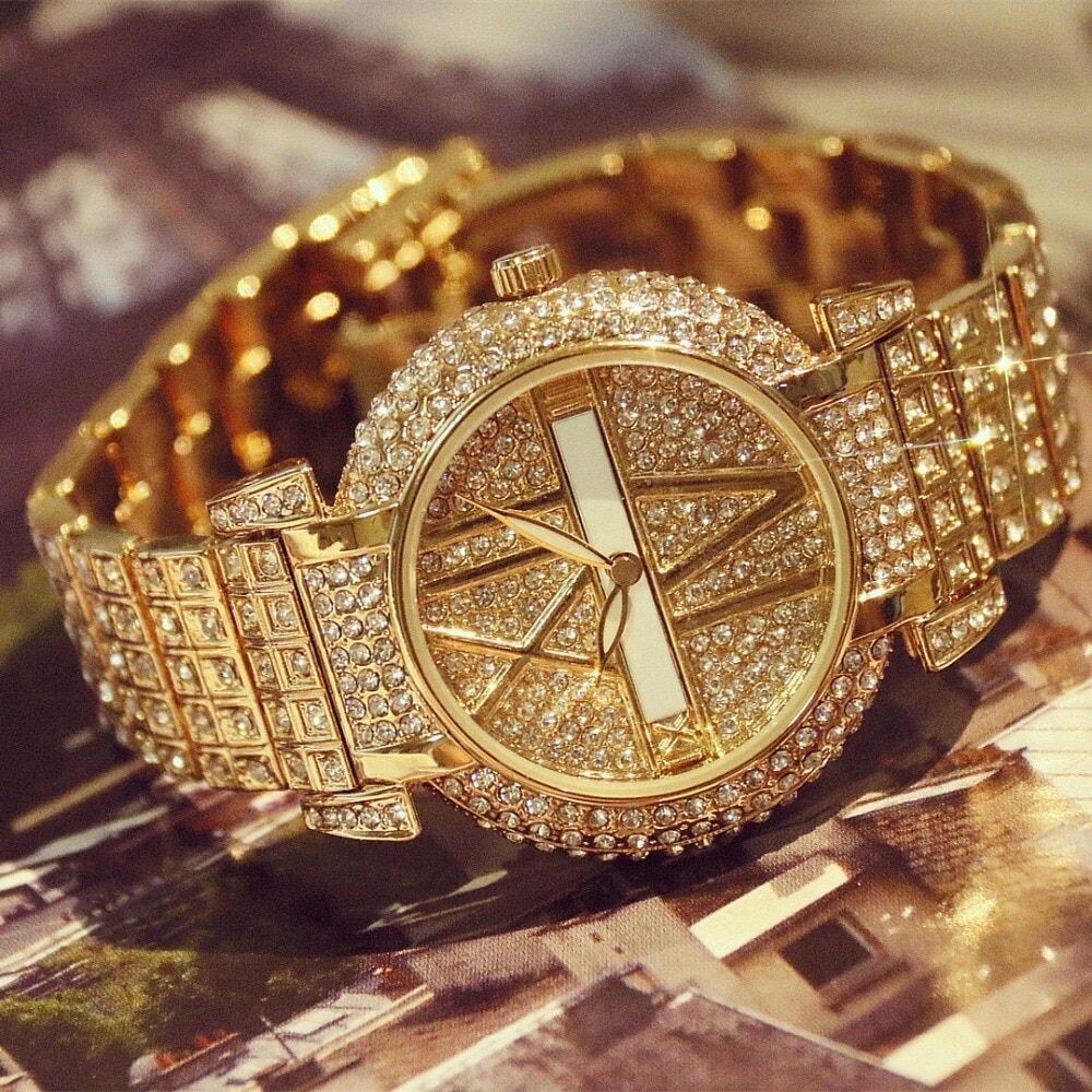 Luxury Diamond  Watches Stainless Steel Bracelet Design Quartz 