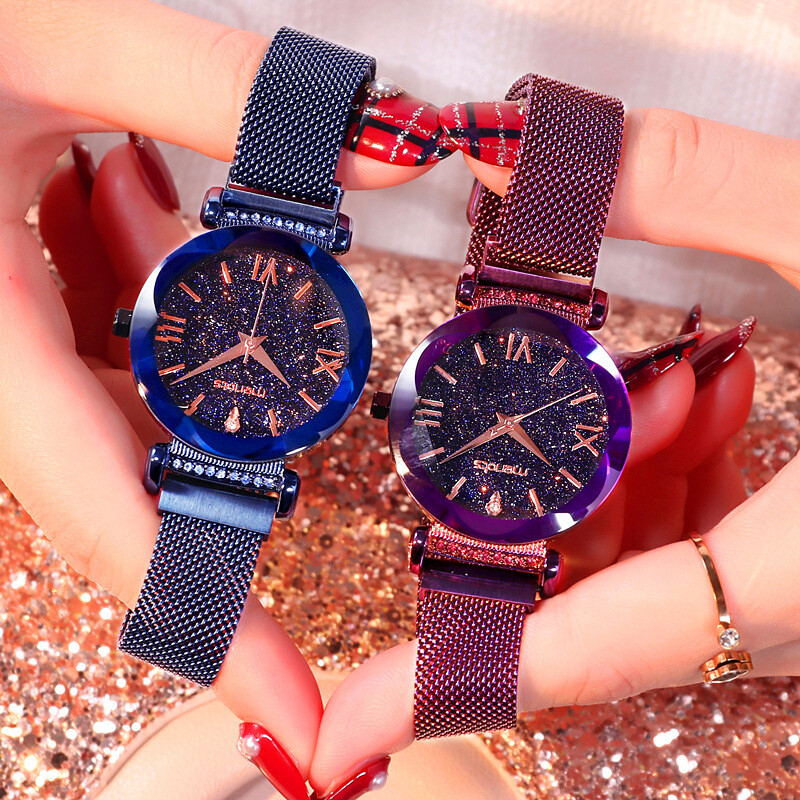 Ladies Diamond Magnet Mesh Strap Watch