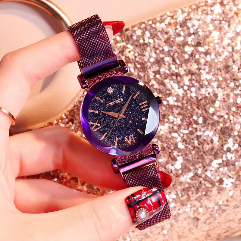 Ladies Diamond Magnet Mesh Strap Watch