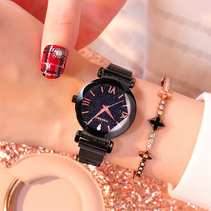 Ladies Diamond Magnet Mesh Strap Watch