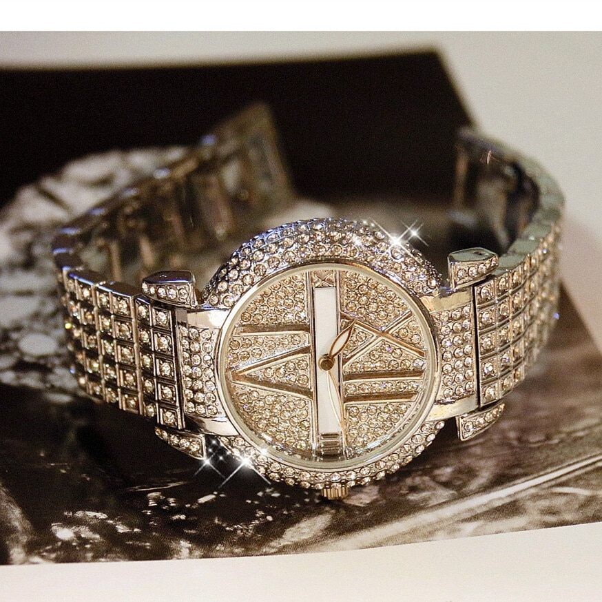 Luxury Diamond  Watches Stainless Steel Bracelet Design Quartz 