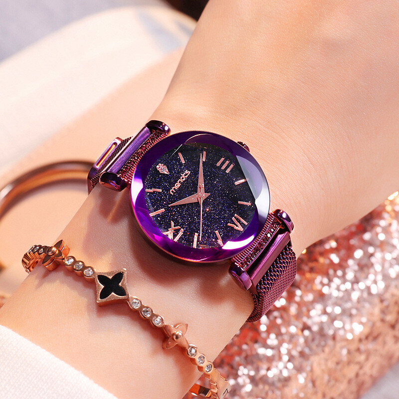 Ladies Diamond Magnet Mesh Strap Watch