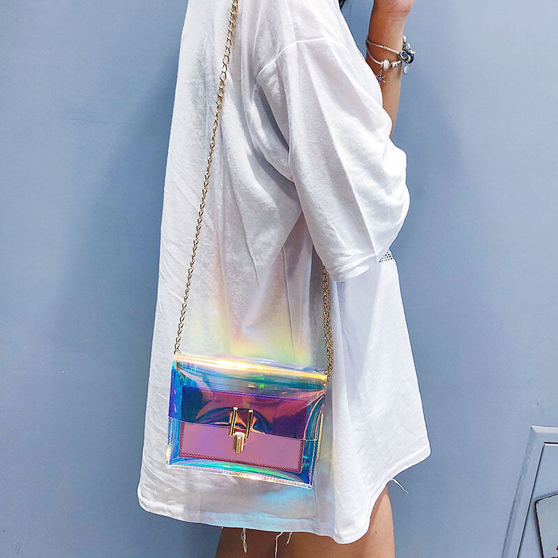 Women Shoulder Bag Fashion holographic Transparent Crossbody Bags Messenger Shoulder Beach bag