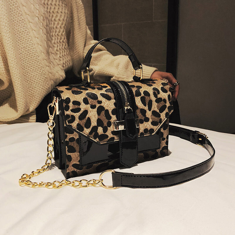  PU Leather Cross Body Female Flap Envelope Leopard Print Shoulder Handbags