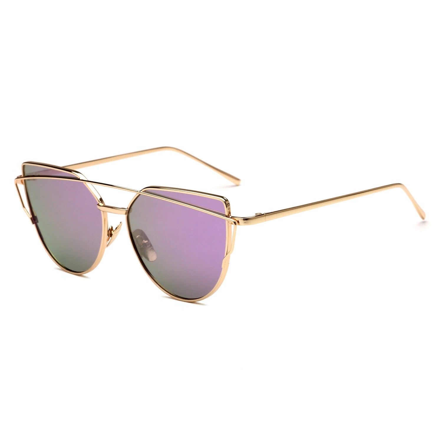 Female Vintage Gold Sunglasses, Lens Color: C18 gold purple mercury, Frame Color: D09z-2-888