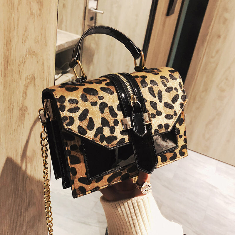 PU Leather Cross Body Female Flap Envelope Leopard Print Shoulder Handbags