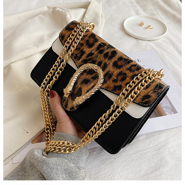 2022 Will Do The New Trendy Bacchus Bag Crocodile Pattern Western Fashion Chain Shoulder Messenger Bag, Color: Leopard print