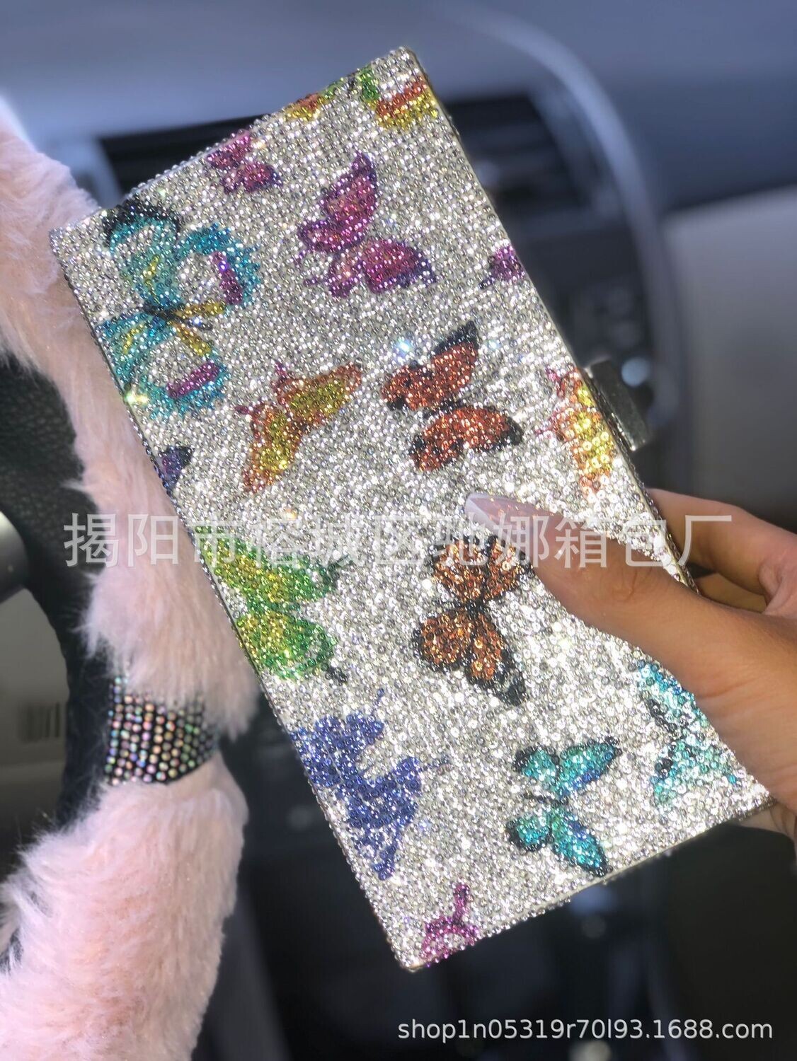 2022 Cross-border Foreign Trade Dinner Bag Full Of Diamonds Small Square Bag Butterfly Bag Rhinestone Bag Ladies Clutch Handbags