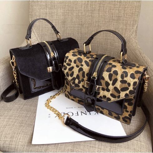  PU Leather Cross Body Female Flap Envelope Leopard Print Shoulder Handbags