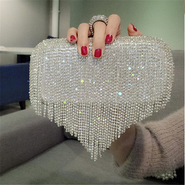 diamond ladies fringed hand bag