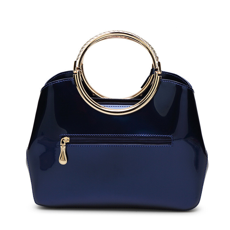 women&#39;s glossy patent leather messenger bag tote bag