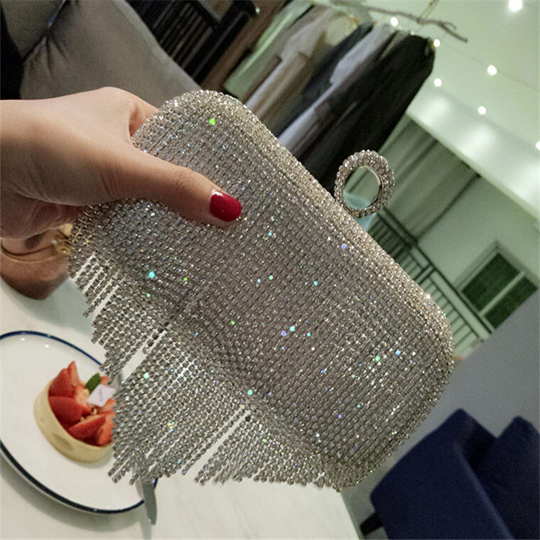 diamond ladies fringed hand bag