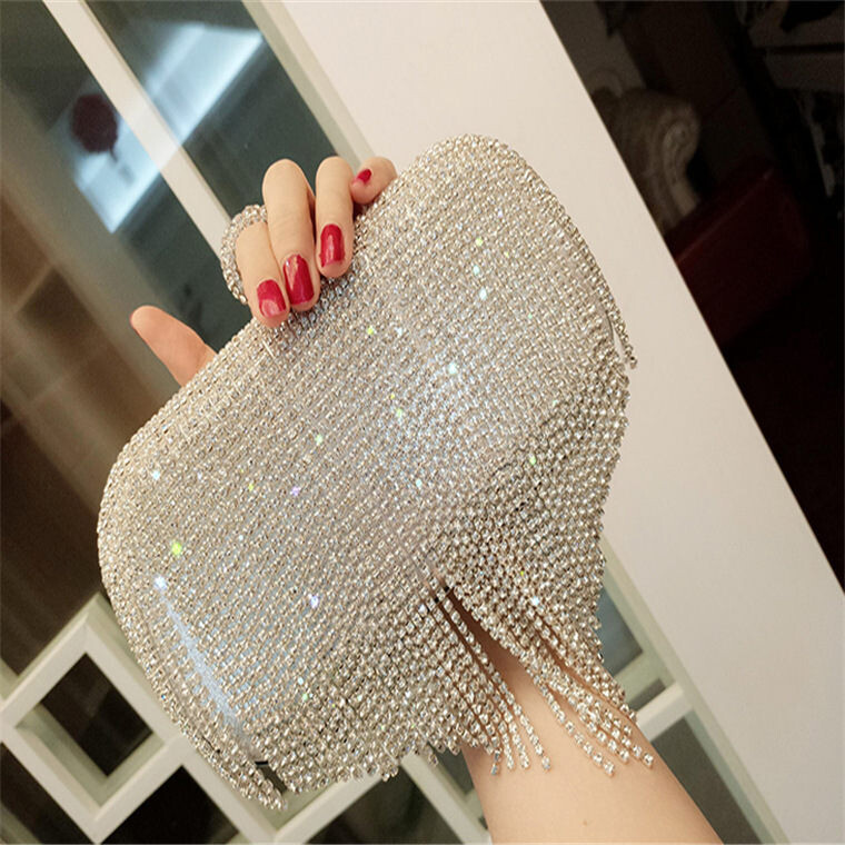 diamond ladies fringed hand bag