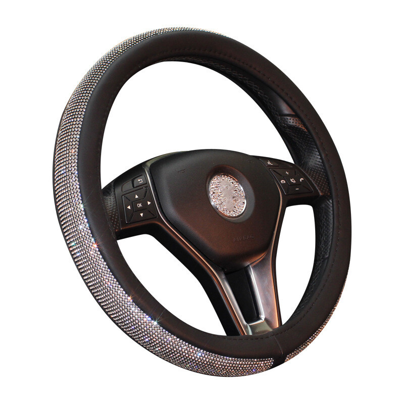 Bling  car steering wheel handle set Four seasons universal really cute feminine cartoon leather anti-slip handle