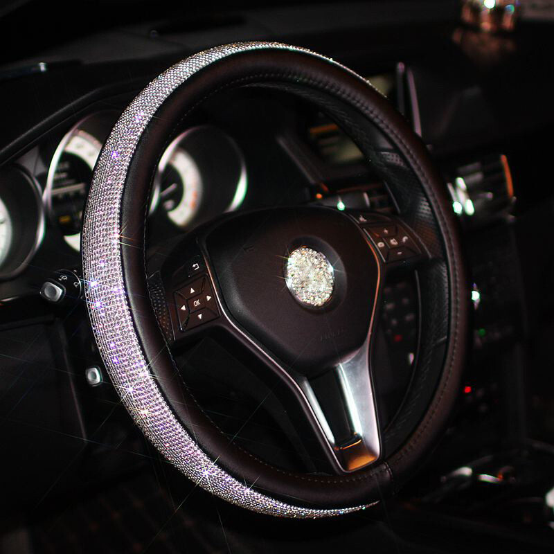 Bling  car steering wheel handle set Four seasons universal really cute feminine cartoon leather anti-slip handle