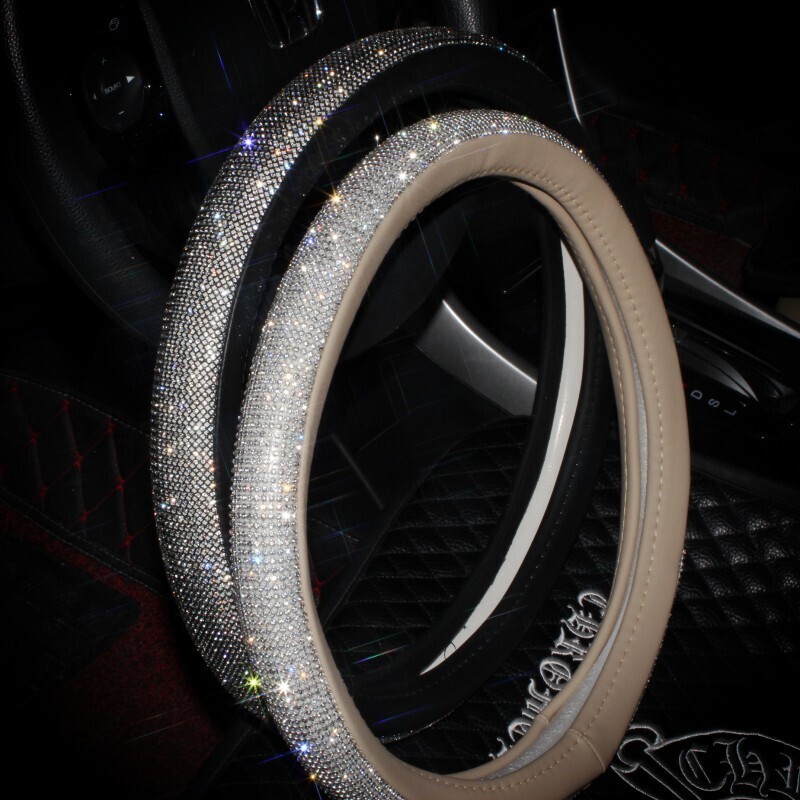 Bling  car steering wheel handle set Four seasons universal really cute feminine cartoon leather anti-slip handle