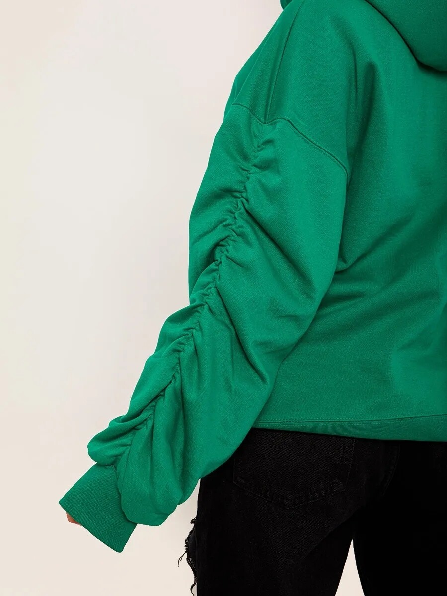 Ruched sleeve hoodie