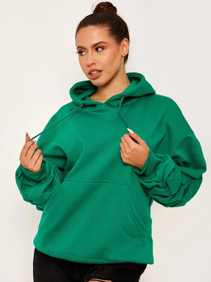 Ruched sleeve hoodie