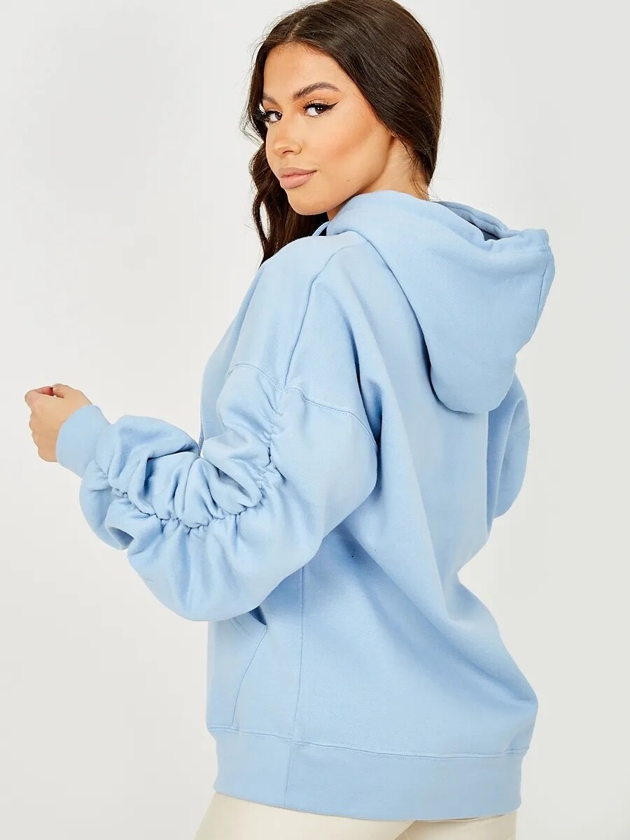 Ruched sleeve hoodie