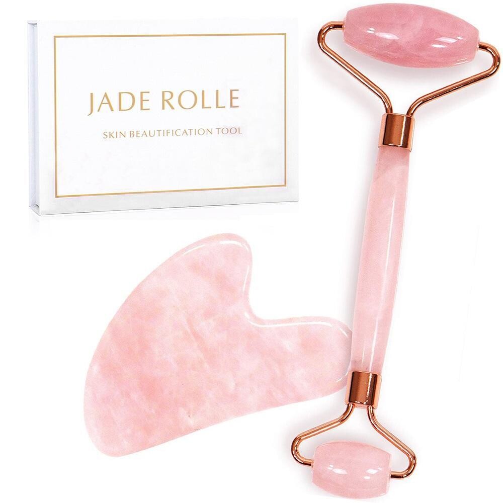 Facial Massage Jade Roller Guasha Board Double Heads Face Lift Skin SP