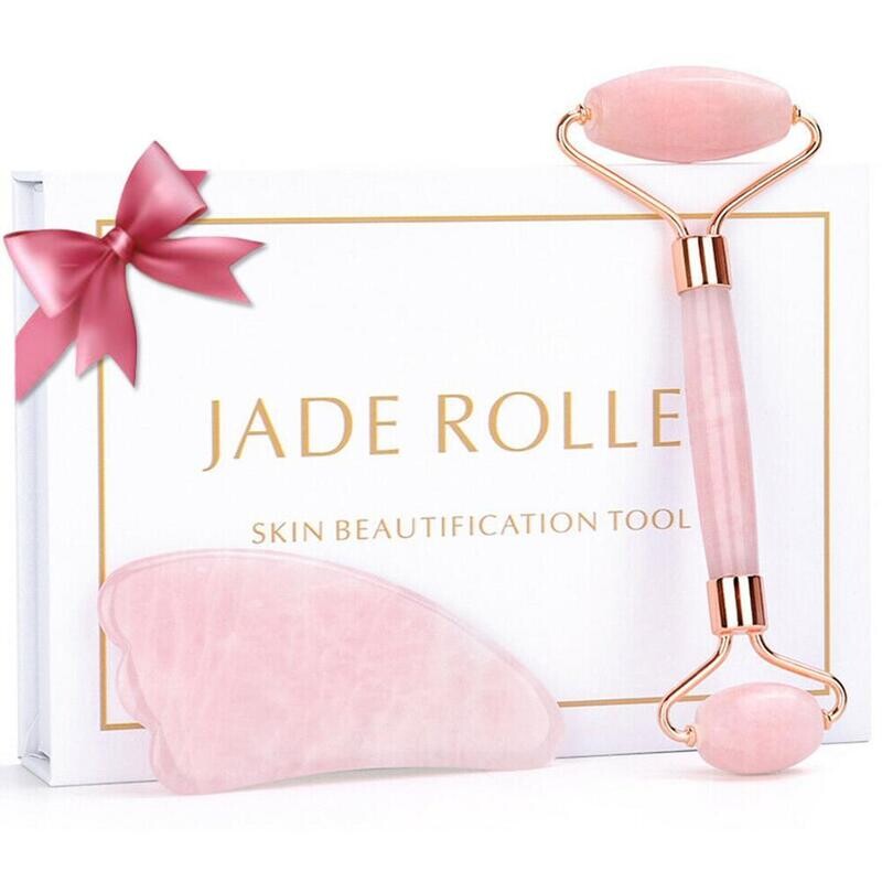 Facial Massage Jade Roller Guasha Board Double Heads Face Lift Skin SP