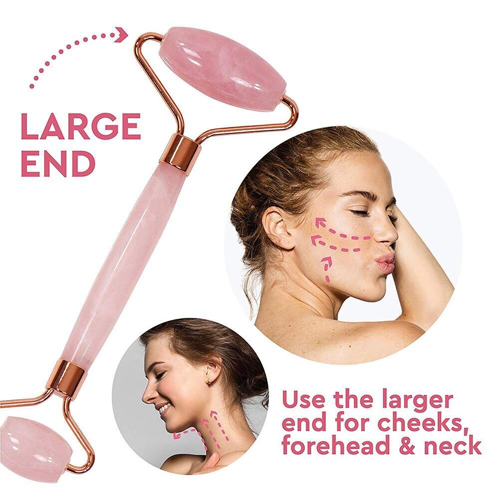 Facial Massage Jade Roller Guasha Board Double Heads Face Lift Skin SP