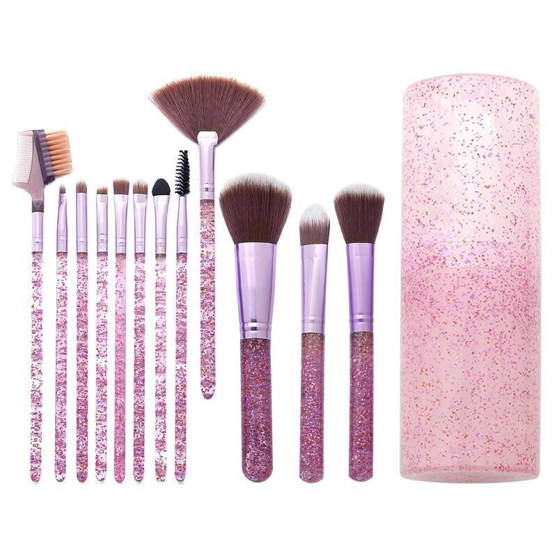 12 Pcs Soft Hair Glitter Makeup Brush Set With Box -, color: NO1