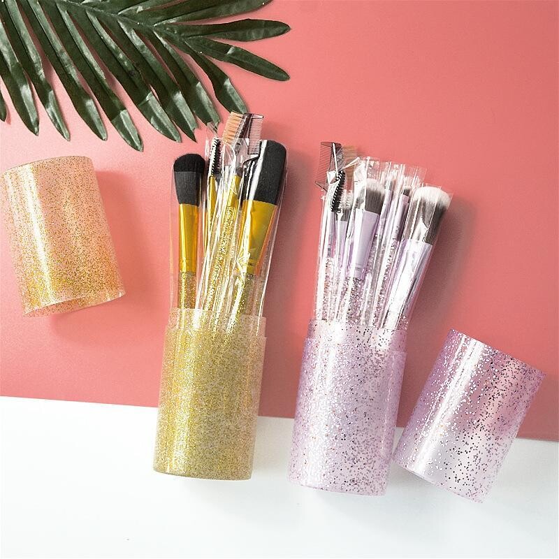 12 Pcs Soft Hair Glitter Makeup Brush Set With Box -