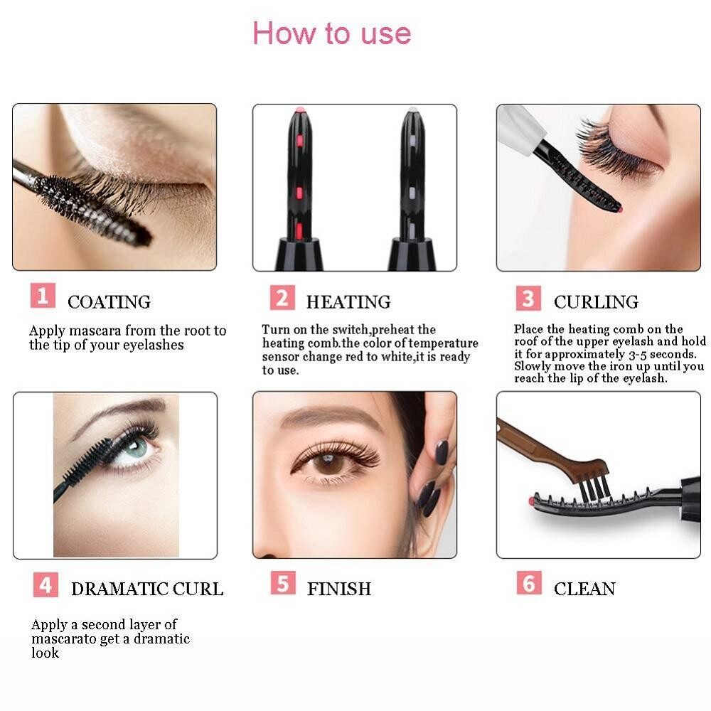 Mini Electric Heated Eyelash Curler Makeup Eye Lasting Beauty Tool SP