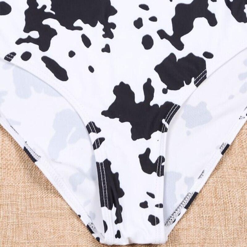 Cow Print Women&#39;s Swimsuit Female Monokini Knot Bodysuit Beachwear