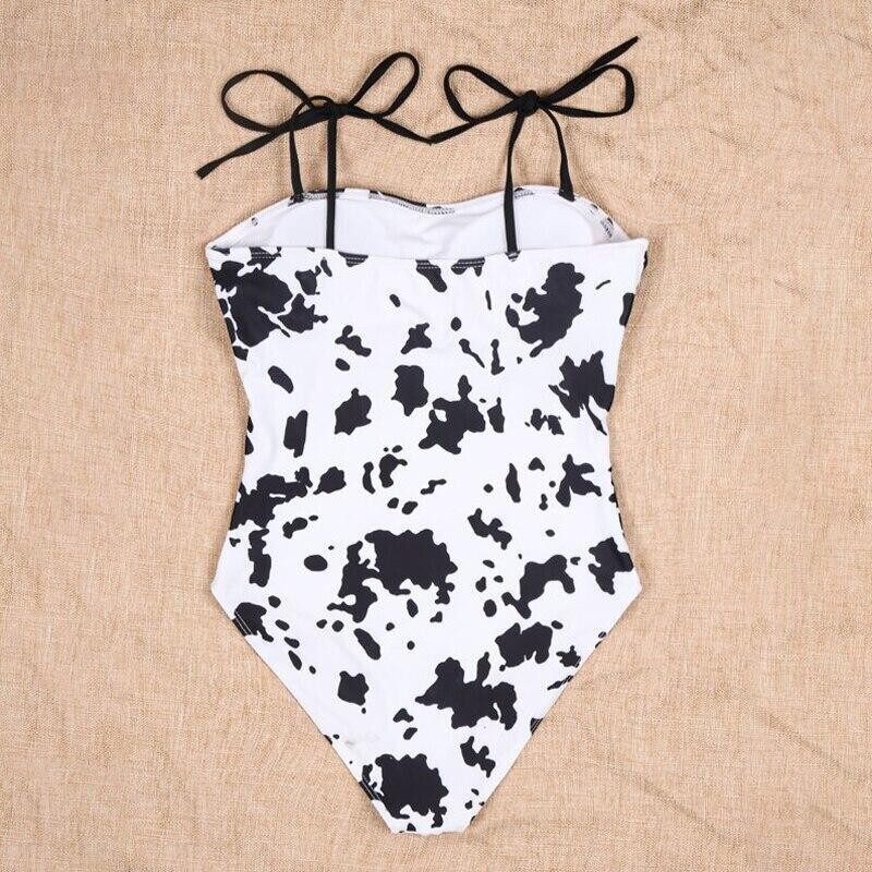 Cow Print Women&#39;s Swimsuit Female Monokini Knot Bodysuit Beachwear