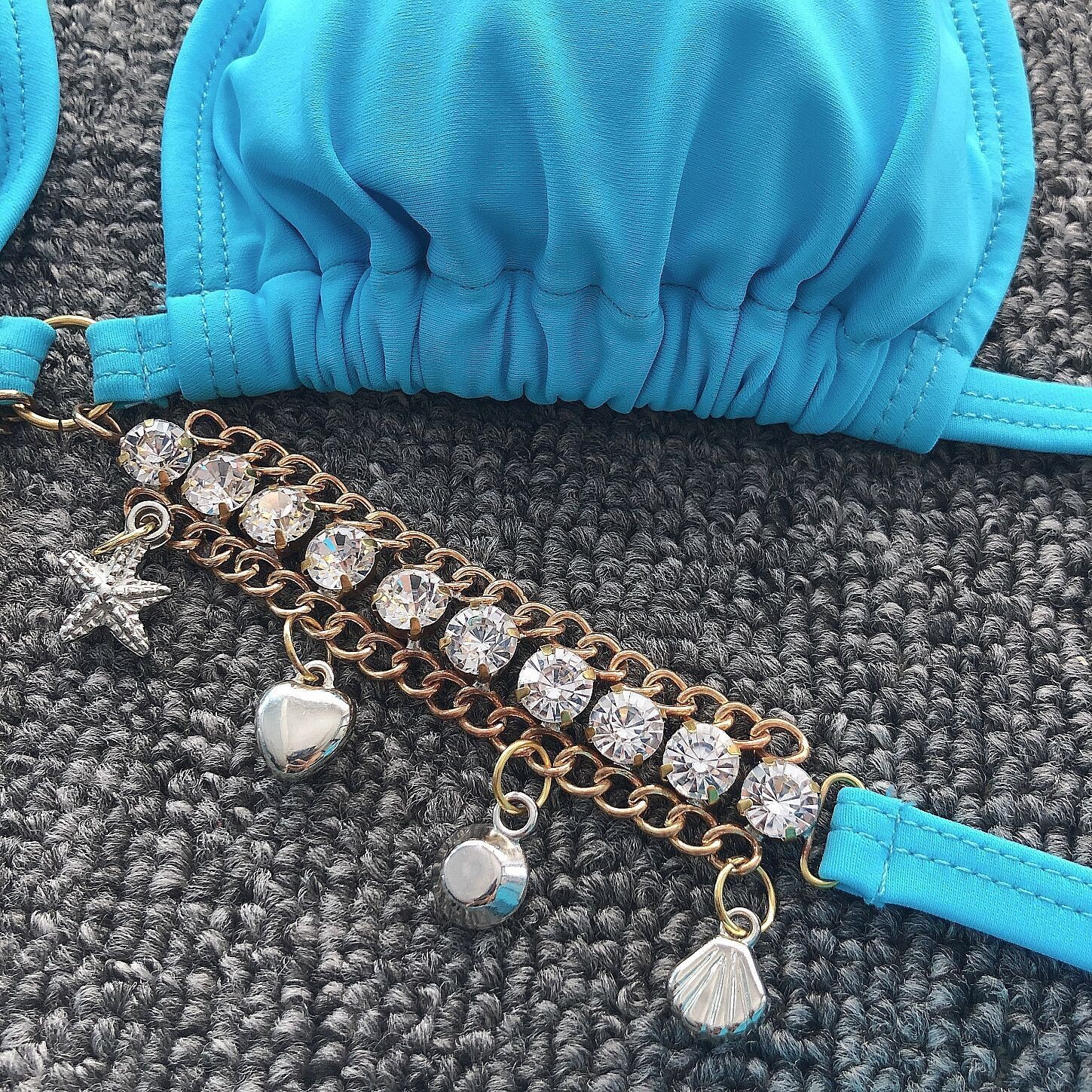 Push Up Bandage Rhinestone Charm Bikini