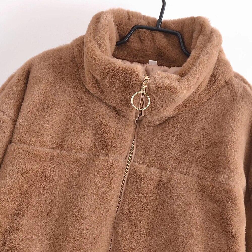 Faux Fur Coat Women Winter Jacket Zipper Cardigan
