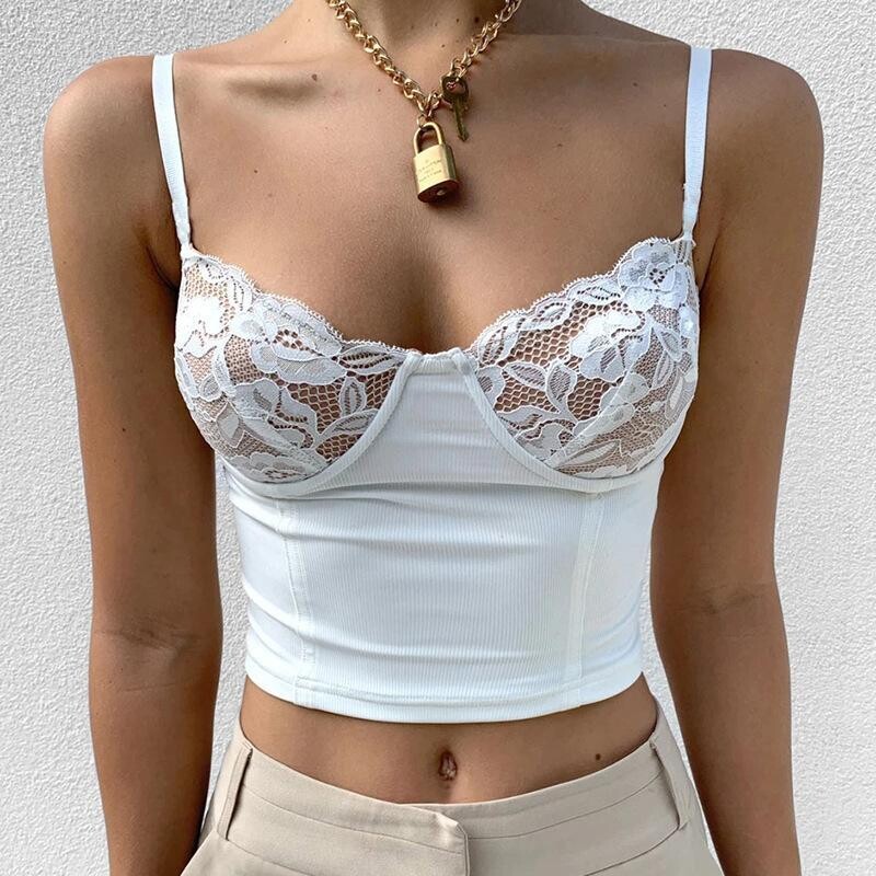 Sexy Lace Stitching Women Spaghetti Camisole