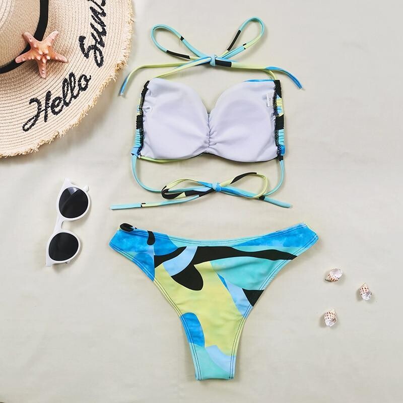 Sexy Bikini Swimsuit Women Print Beachwear Set Swimwear Bathing Suit