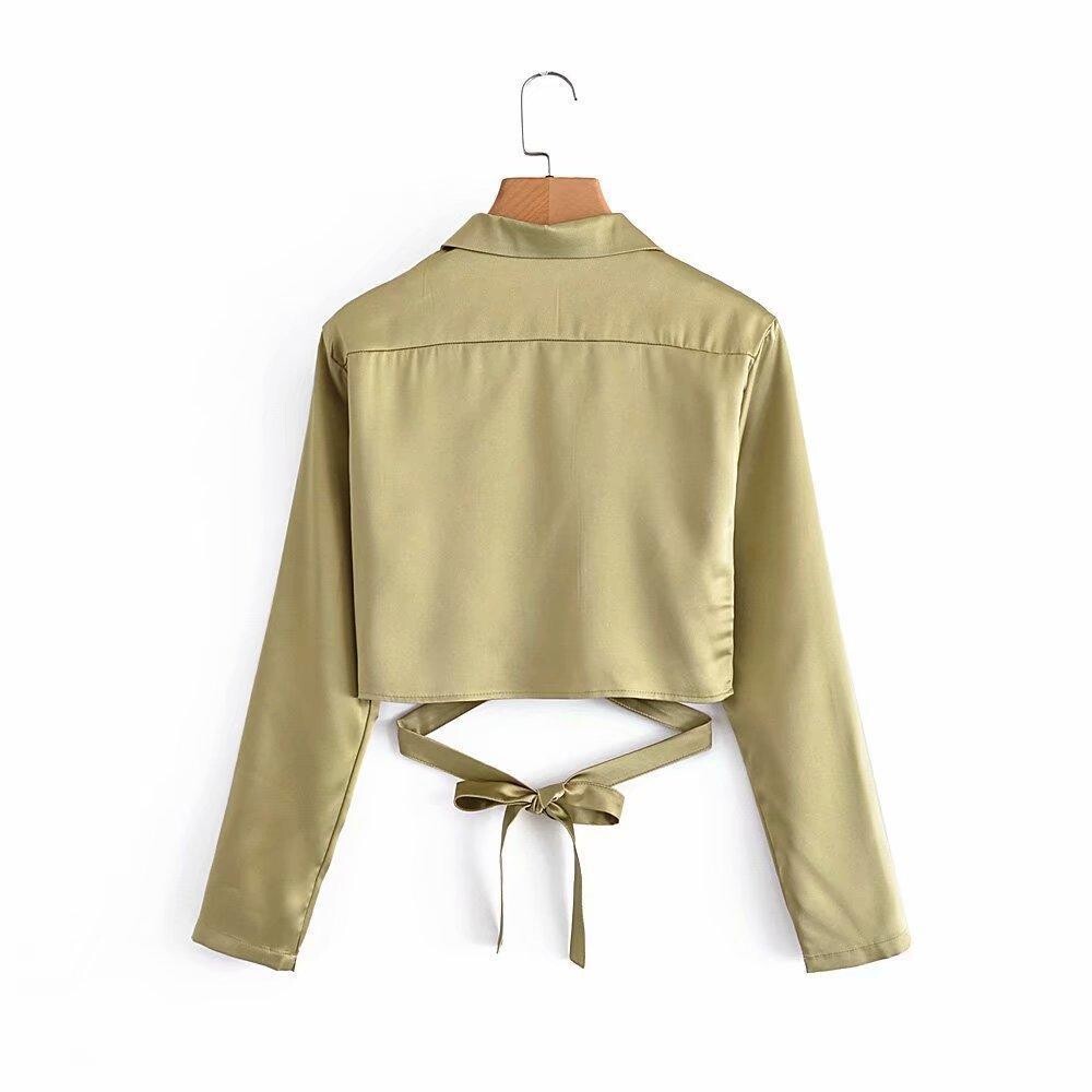 Sexy Bandage Cut Out Wrap Women Blouse