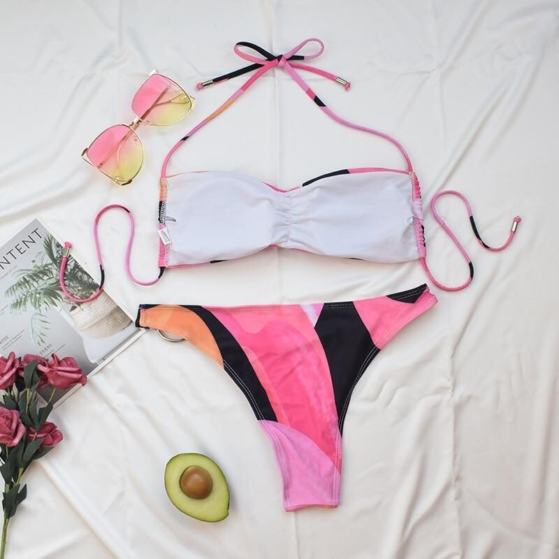 Sexy Bikini Swimsuit Women Print Beachwear Set Swimwear Bathing Suit