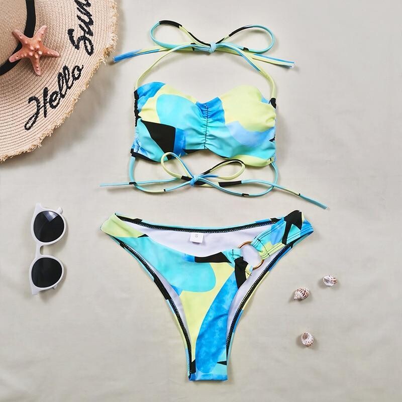 Sexy Bikini Swimsuit Women Print Beachwear Set Swimwear Bathing Suit