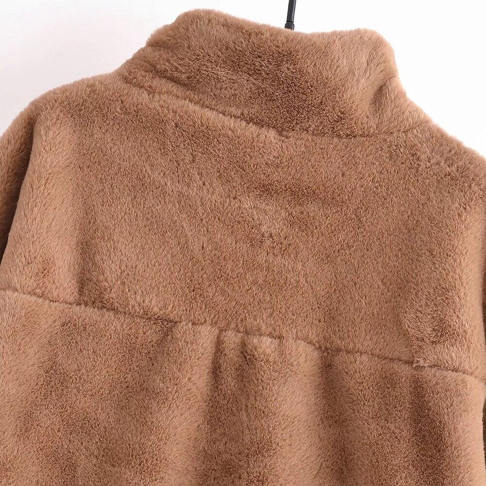 Faux Fur Coat Women Winter Jacket Zipper Cardigan