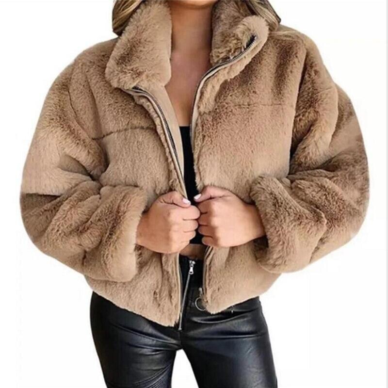 Faux Fur Coat Women Winter Jacket Zipper Cardigan