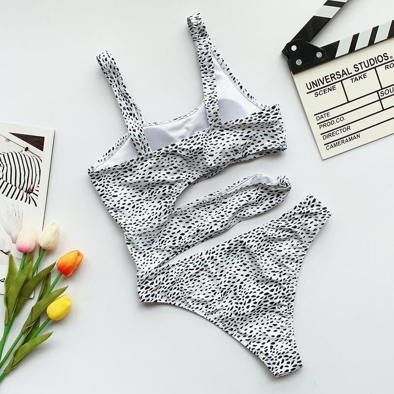 Sexy White One Piece Swimsuit Women Cut Out Swimwear