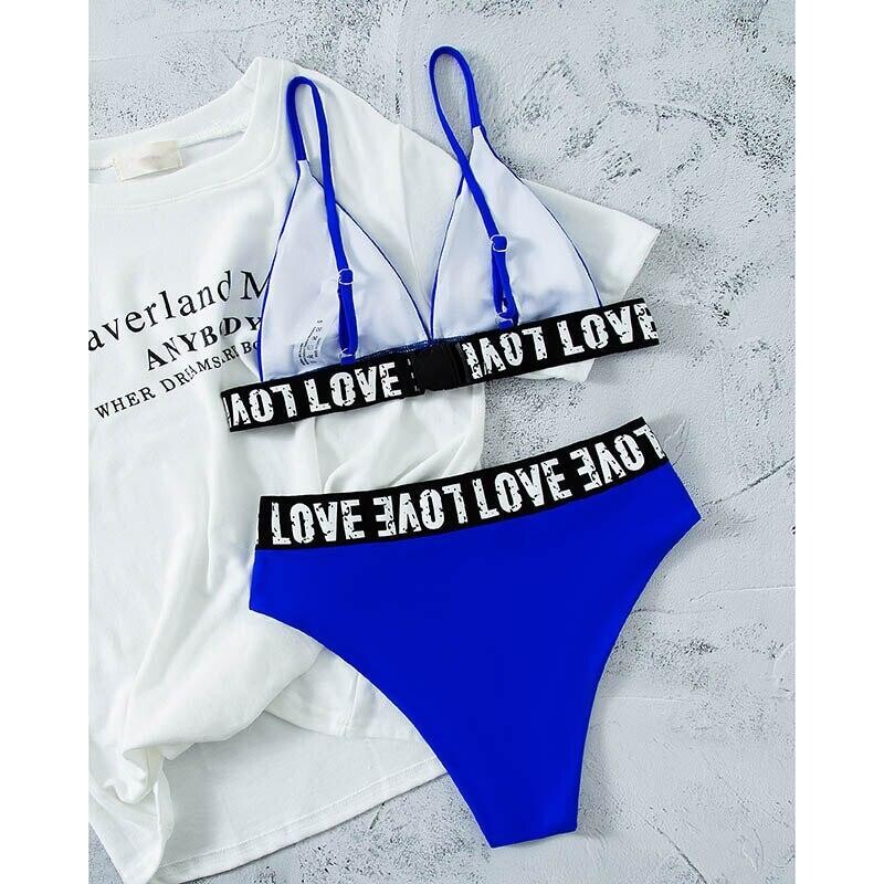 High Waist  Print Women Patchwork Swimsuit