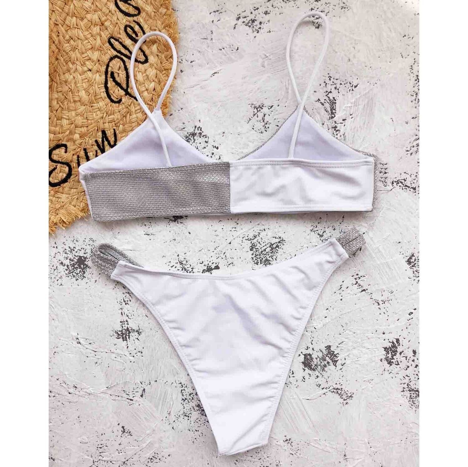 Shiny Women Patchwork Sequin Push Up Bikini