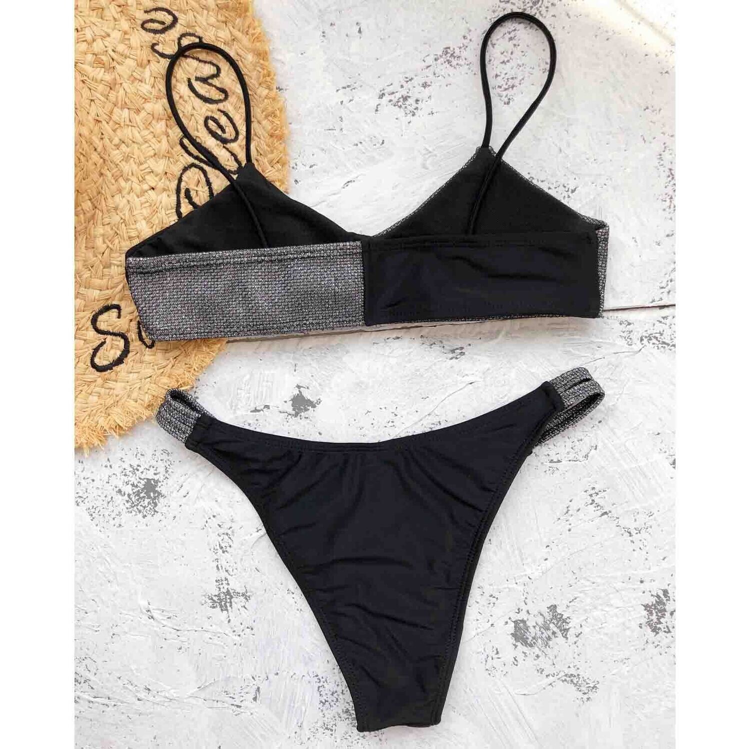 Shiny Women Patchwork Sequin Push Up Bikini