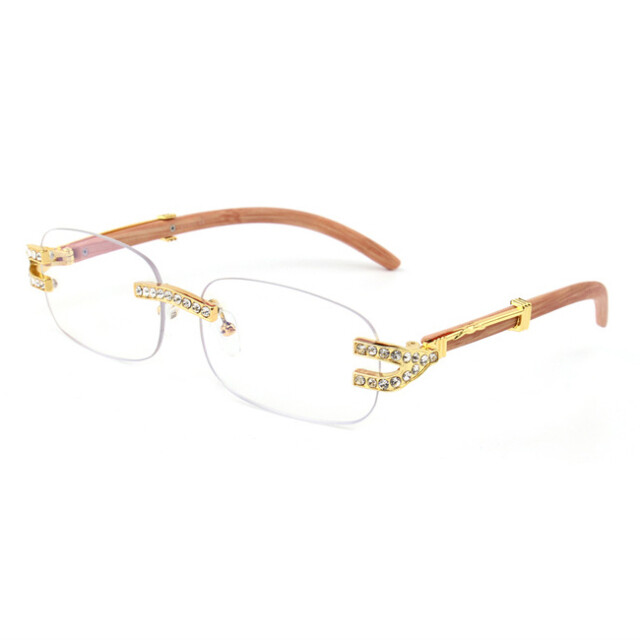 Diamond Rimless Sunglasses Women Luxury Brand Designer Sun Glasses Men, Frame Color: Other, Lenses Color: Auburn