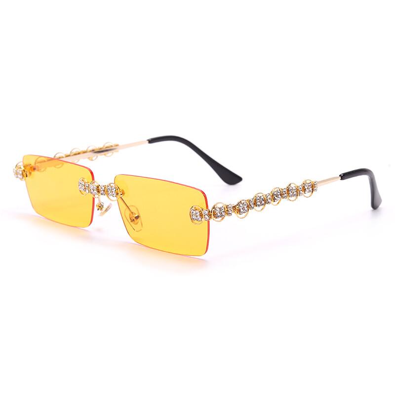 2021 Retro Sunglasses Women Brand Designer Diamond Rimless Sun Glasses